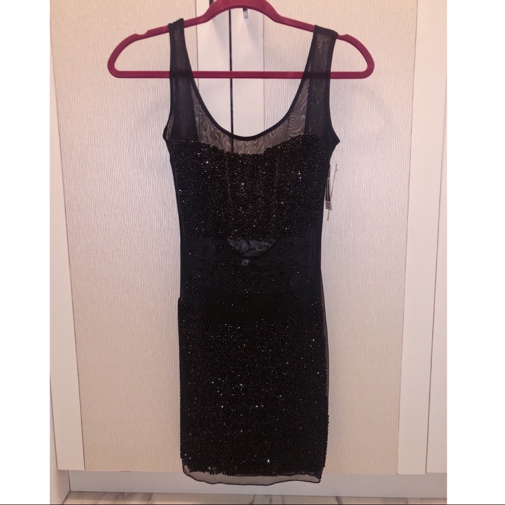 Black Rhinestone Mini Dress - Picture 3 of 4